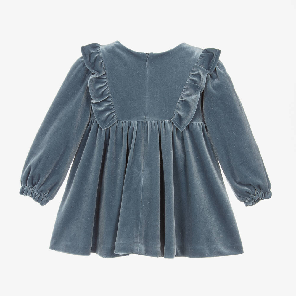 Abel & Lula-Girls Dusky Blue Glitter Dress | Childrensalon Outlet