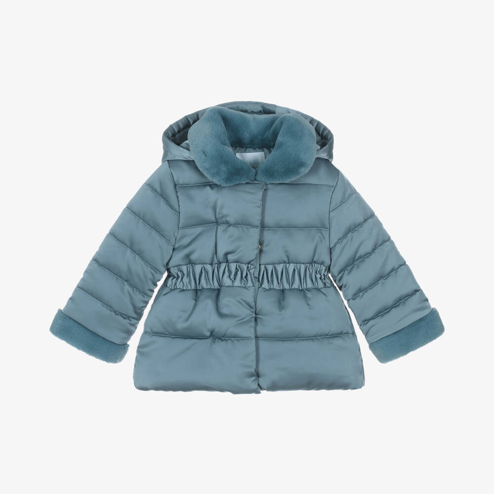Abel & Lula-Girls Dusky Blue Padded Coat | Childrensalon Outlet