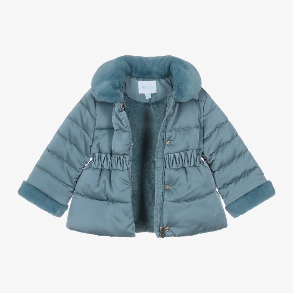 Abel & Lula-Girls Dusky Blue Padded Coat | Childrensalon Outlet