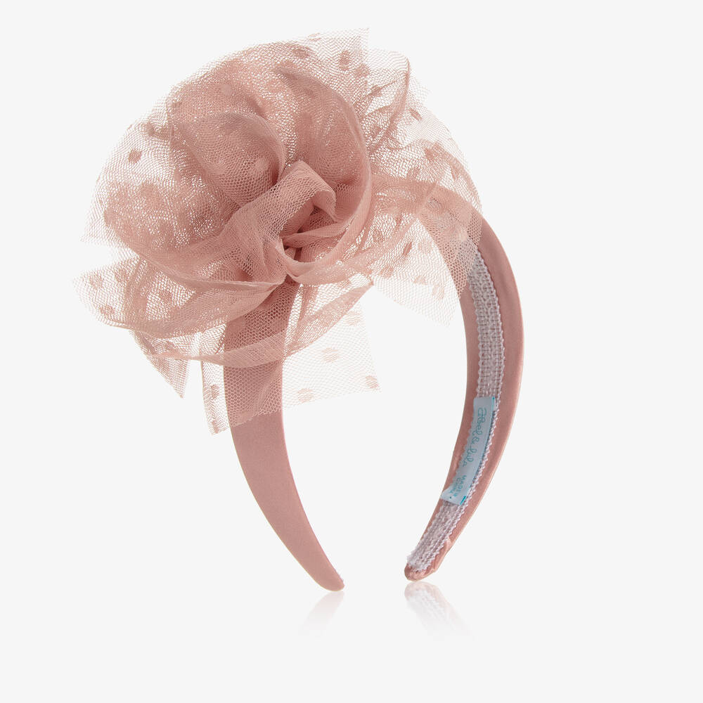 Abel & Lula - Girls Dusky Pink Fascinator Hairband | Childrensalon