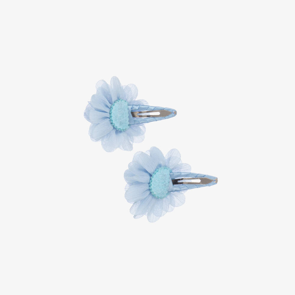 Abel & Lula-Girls' Elegant Blue Floral Clips | Childrensalon Outlet