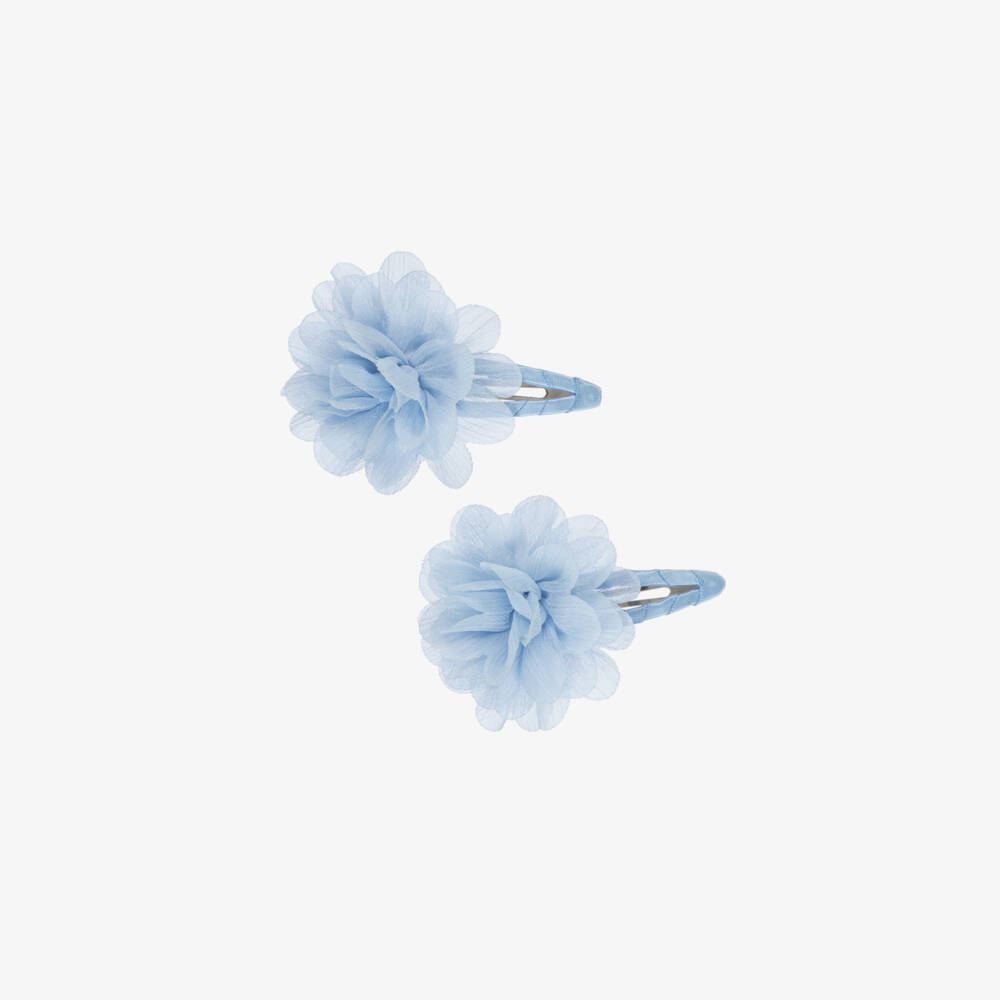Abel & Lula-Girls' Elegant Blue Floral Clips | Childrensalon Outlet