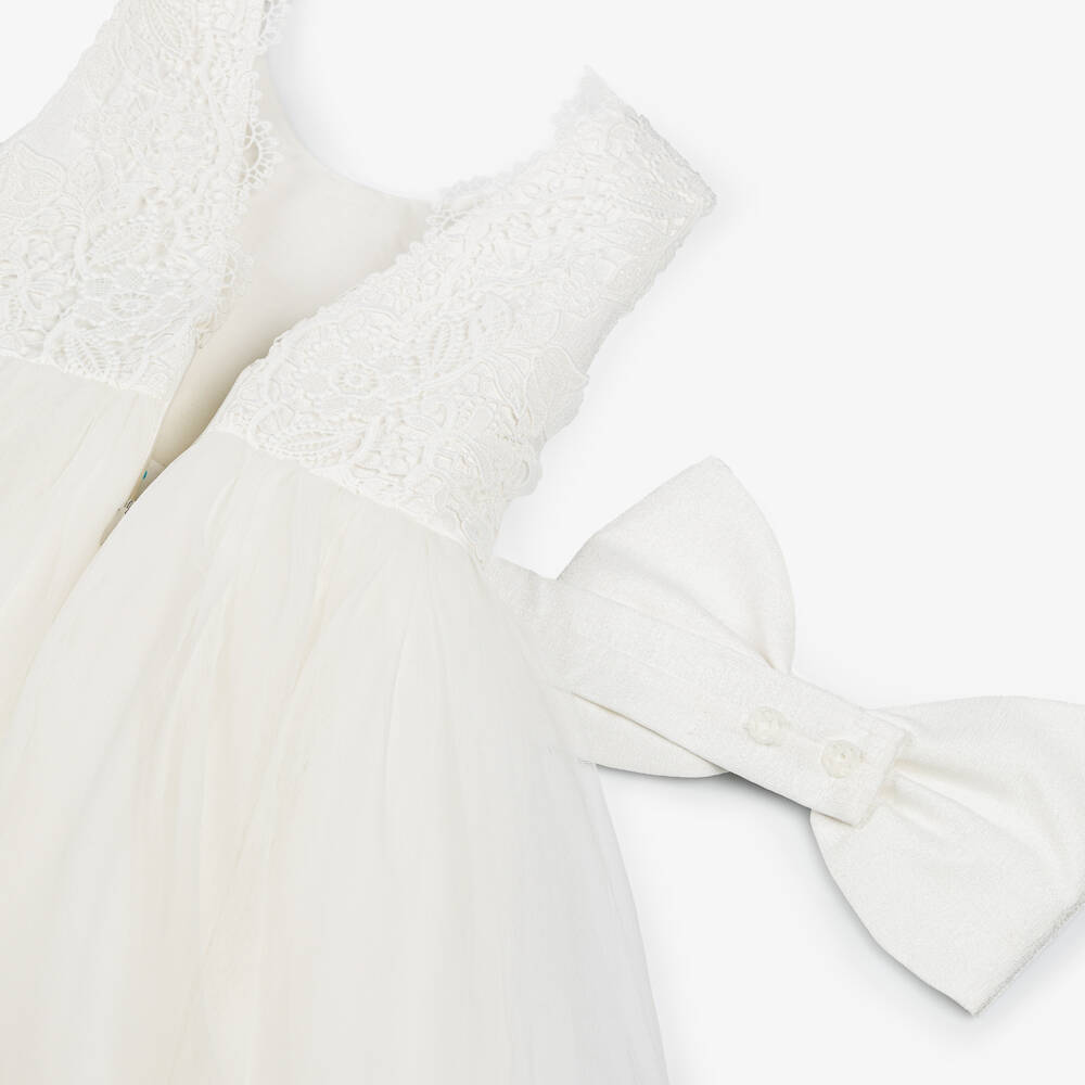 Abel & Lula-فستان فاخر من التول والدانتيل العاجي للبنات | Childrensalon Outlet