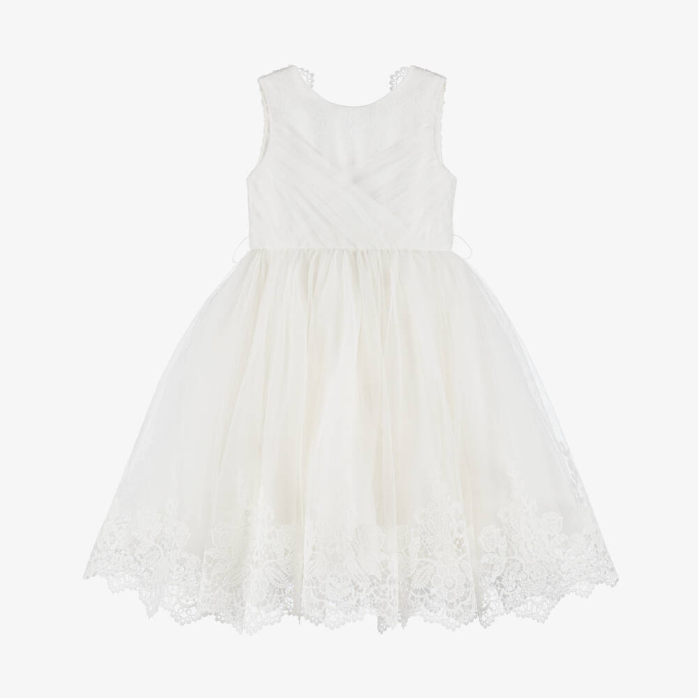 Abel & Lula-فستان فاخر من التول والدانتيل العاجي للبنات | Childrensalon Outlet