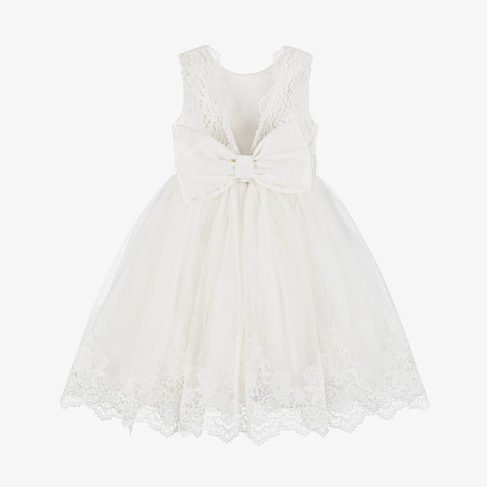 Abel & Lula-فستان فاخر من التول والدانتيل العاجي للبنات | Childrensalon Outlet