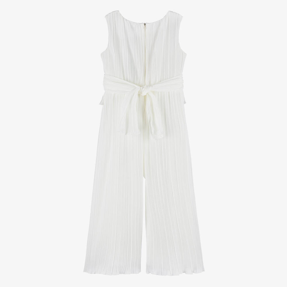 Abel & Lula-Girls Elegant Ivory Pleated Romper | Childrensalon Outlet
