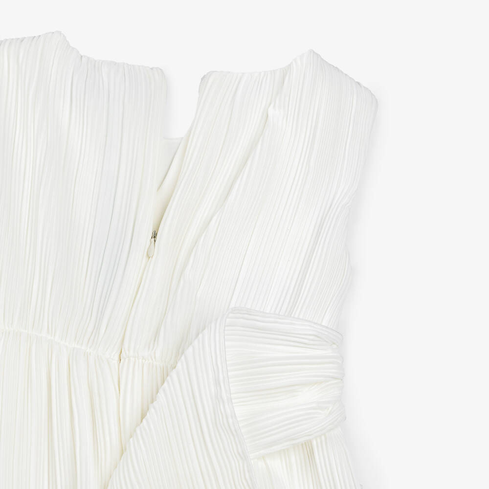 Abel & Lula-Girls Elegant Ivory Pleated Romper | Childrensalon Outlet