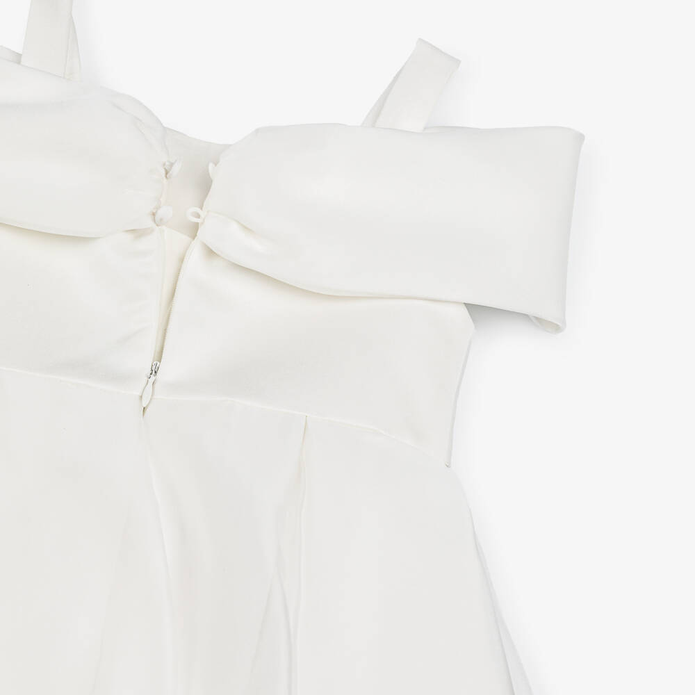 Abel & Lula-Girls Elegant Ivory Satin Dress | Childrensalon Outlet