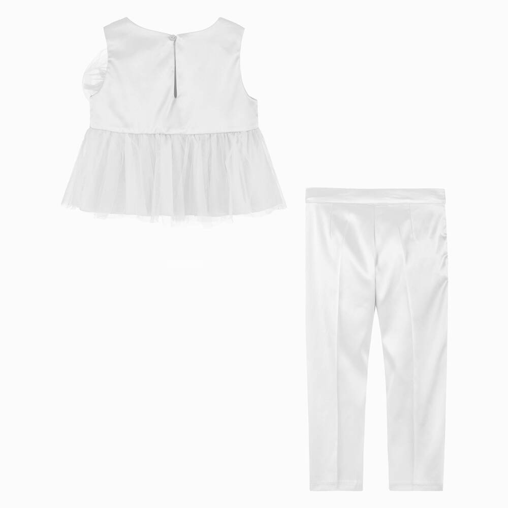 Abel & Lula-Girls Elegant Ivory Satin Ensemble | Childrensalon Outlet