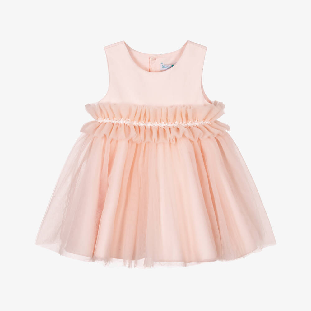 Abel & Lula-Girls Elegant Pink Ruffle Tulle Dress | Childrensalon Outlet