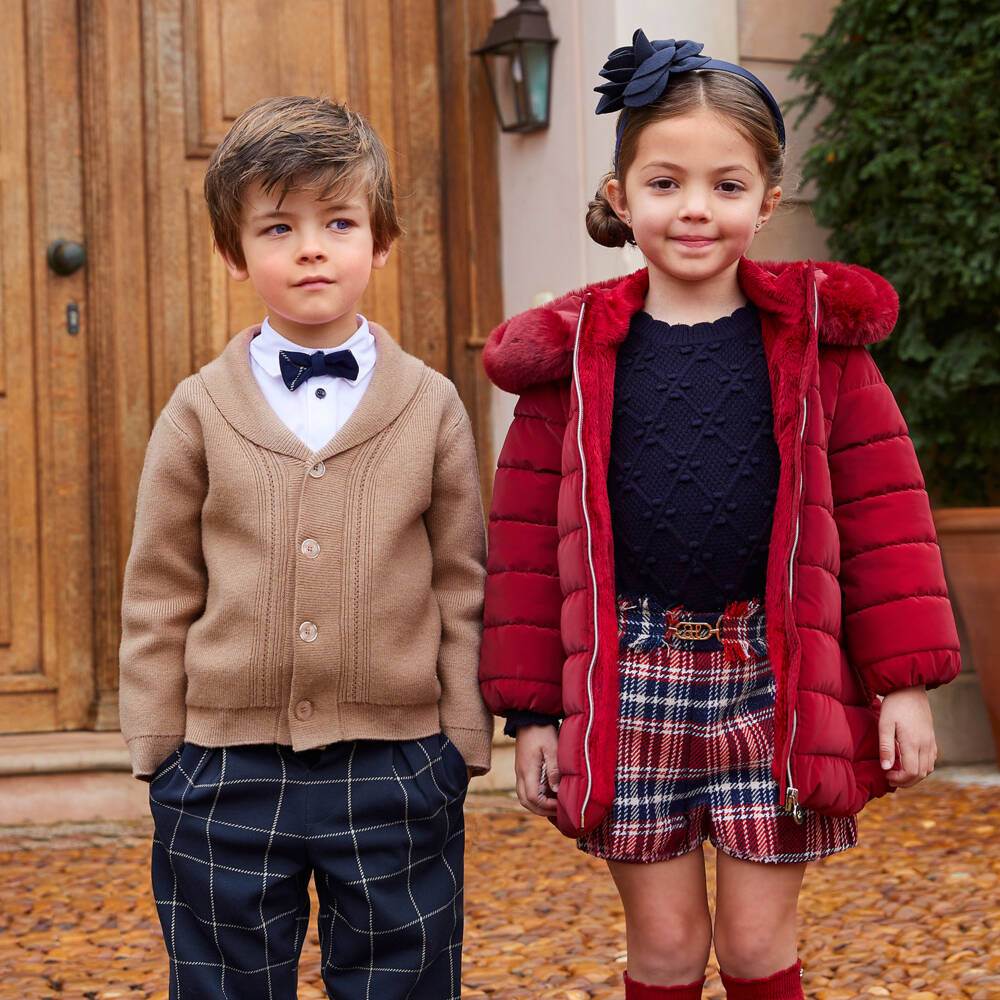 Abel & Lula-Girls Elegant Ruby Hooded Puffer | Childrensalon Outlet