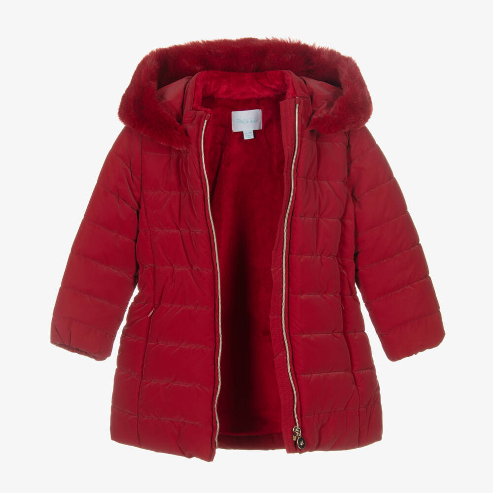 Abel & Lula-Girls Elegant Ruby Hooded Puffer | Childrensalon Outlet
