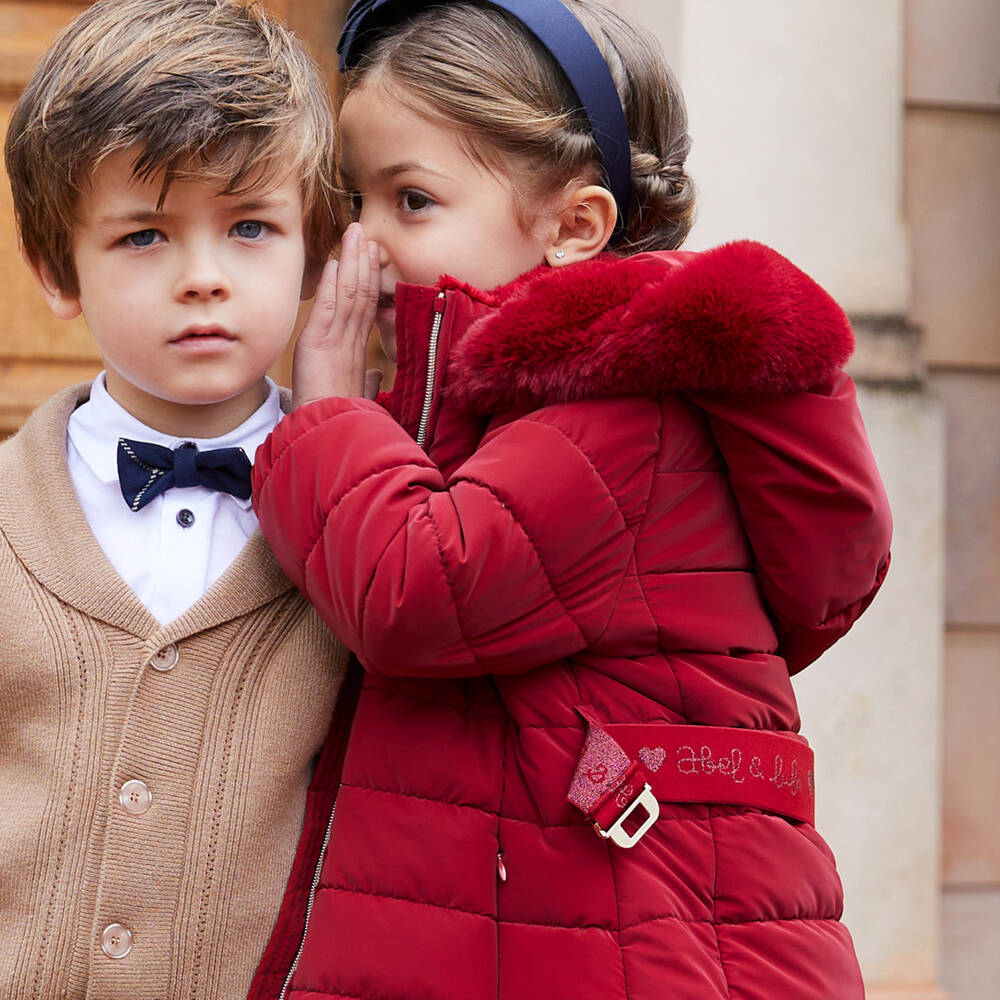 Abel & Lula-Girls Elegant Ruby Hooded Puffer | Childrensalon Outlet