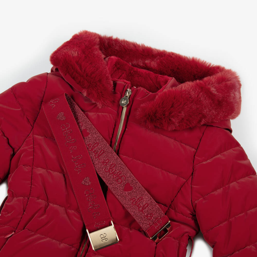 Abel & Lula-Girls Elegant Ruby Hooded Puffer | Childrensalon Outlet