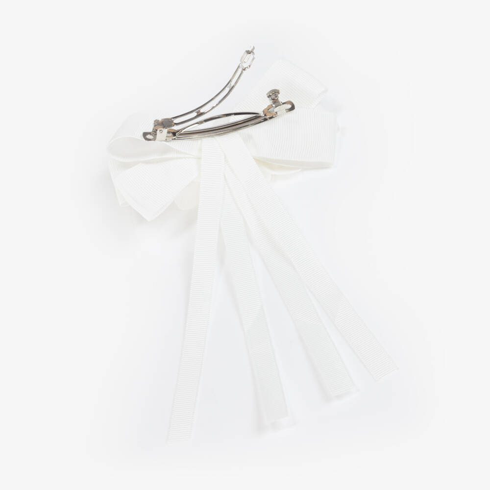 Abel & Lula-Girls Elegant White Chiffon Bow Clip | Childrensalon Outlet