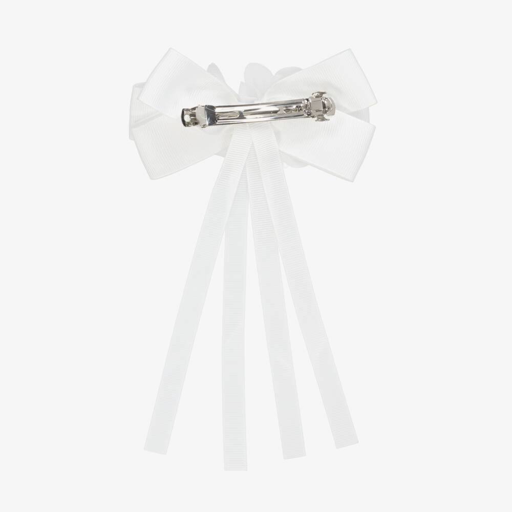 Abel & Lula-Girls Elegant White Chiffon Bow Clip | Childrensalon Outlet
