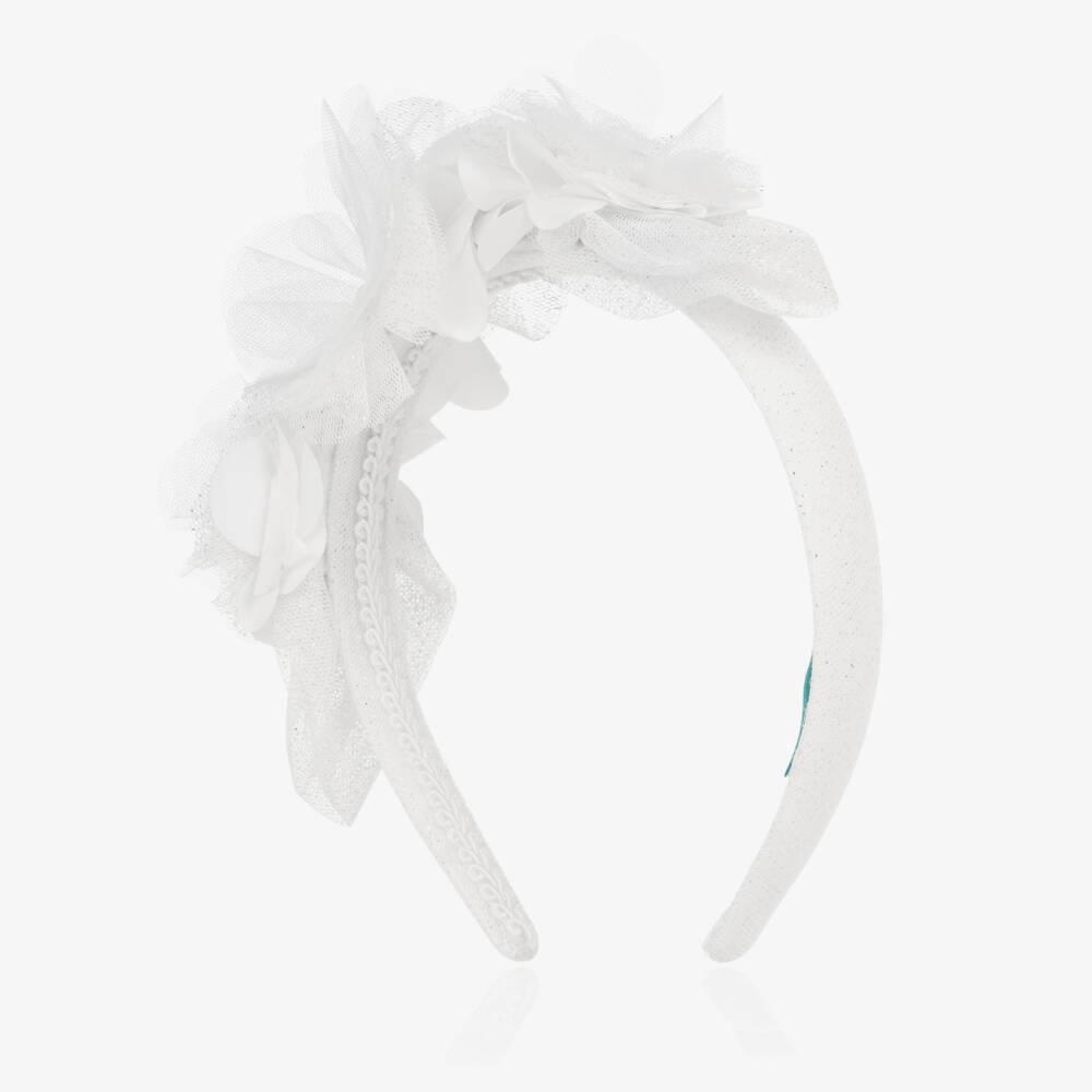 Abel & Lula-Girls Elegant White Floral Hairband | Childrensalon Outlet