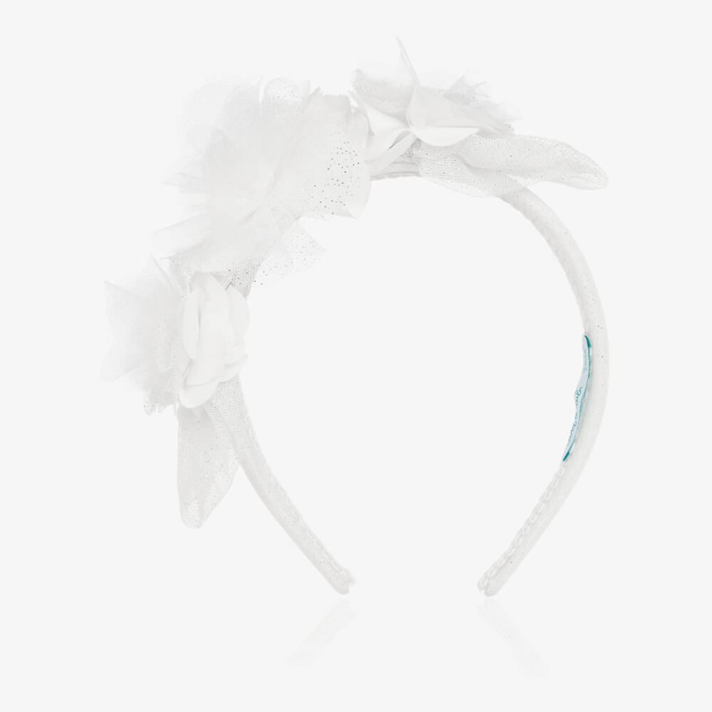 Abel & Lula-Girls Elegant White Floral Hairband | Childrensalon Outlet