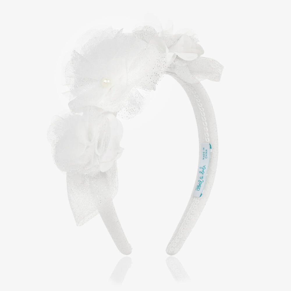 Abel & Lula-Girls Elegant White Floral Hairband | Childrensalon Outlet
