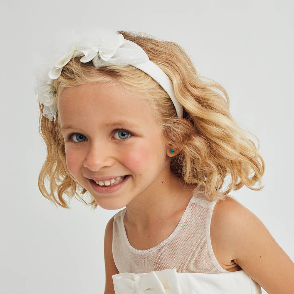 Abel & Lula-Girls Elegant White Floral Hairband | Childrensalon Outlet