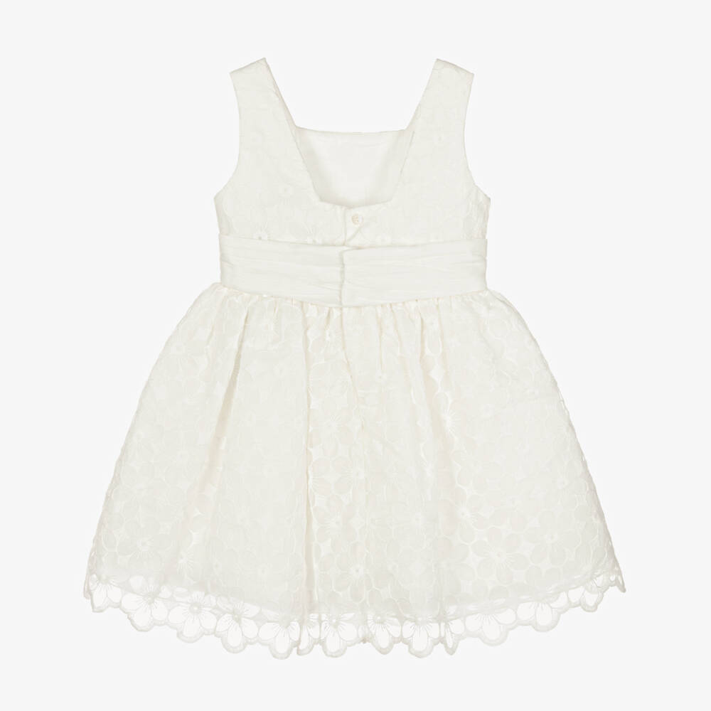 Abel & Lula-Girls Embroidered Ivory Organza Dress | Childrensalon Outlet