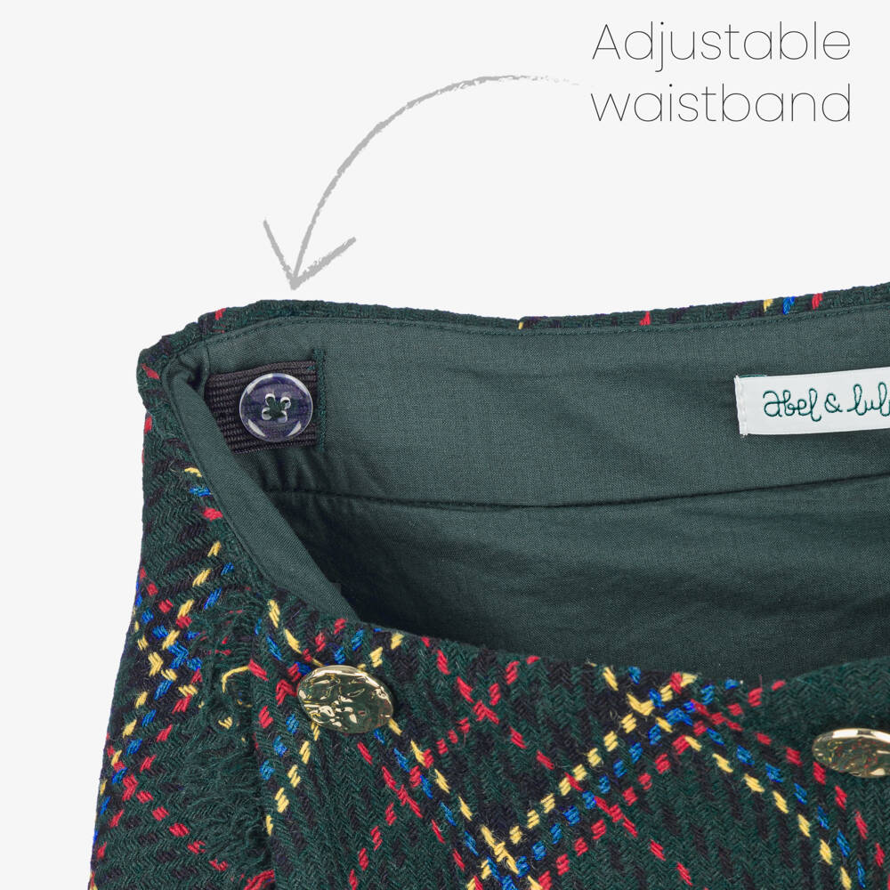 Abel & Lula-Girls Emerald Plaid Tweed Ensemble | Childrensalon Outlet