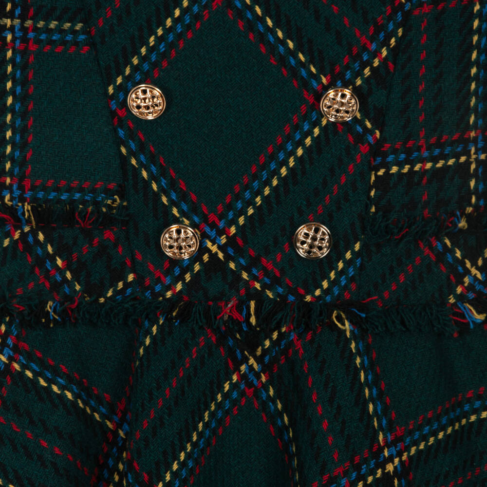 Abel & Lula-Girls Emerald Tweed Check Dress | Childrensalon Outlet