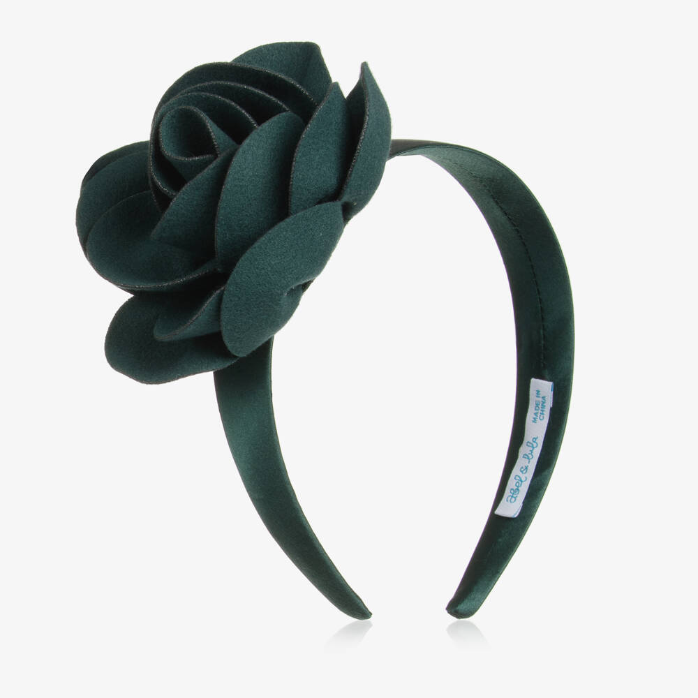 Abel & Lula-Girls Floral Green Headband | Childrensalon Outlet
