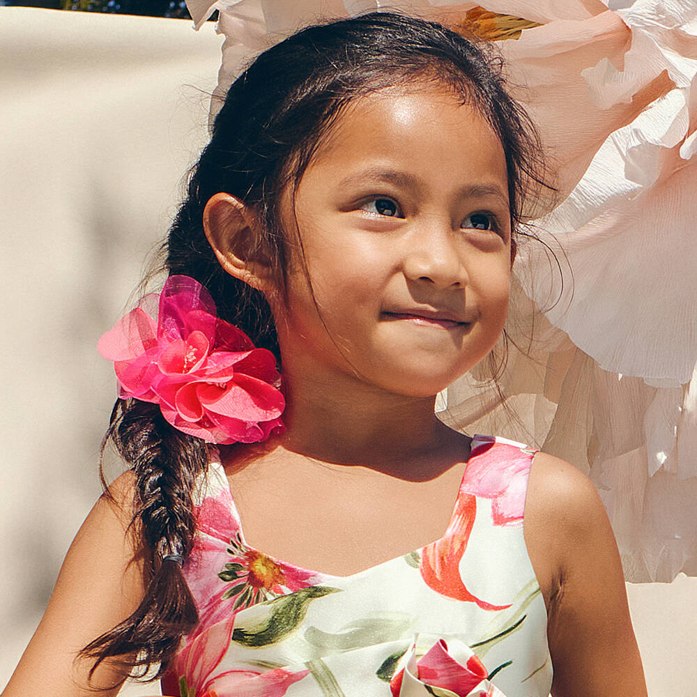 Abel & Lula-Girls' Fuchsia Chiffon Bloom Clip | Childrensalon Outlet