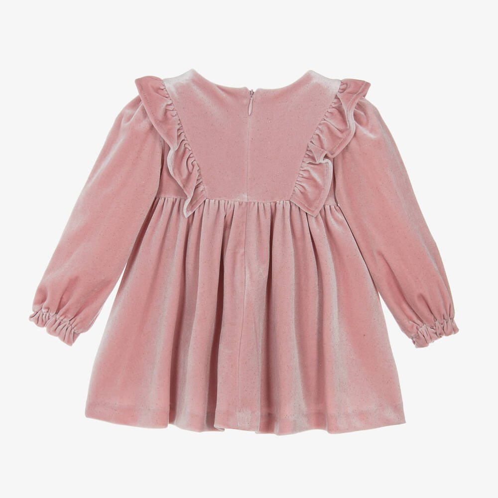 Abel & Lula-Girls Glittery Pink Velour Gown | Childrensalon Outlet