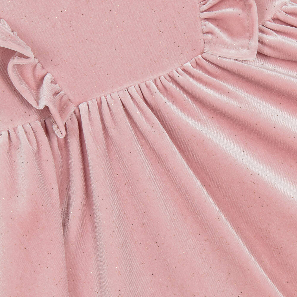 Abel & Lula-Girls Glittery Pink Velour Gown | Childrensalon Outlet