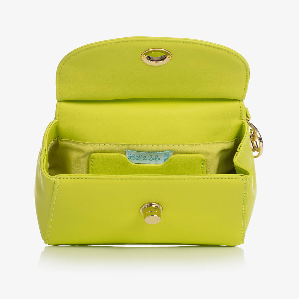 Abel & Lula-حقيبة يد جلد صناعي لون أخضر ليموني (17 سم) | Childrensalon Outlet