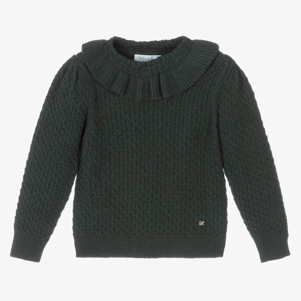 Abel & Lula - Grüner Strickpullover für Mädchen | Childrensalon