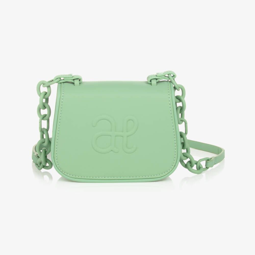 Abel & Lula-Girls Green Monogram Shoulder Bag (18cm) | Childrensalon Outlet