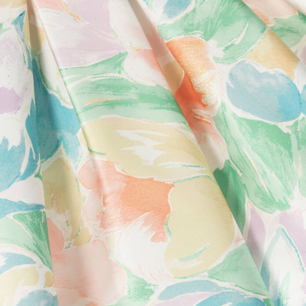 Abel & Lula-فستان ساتان لون أخضر وزهري بطبعة ورود | Childrensalon Outlet