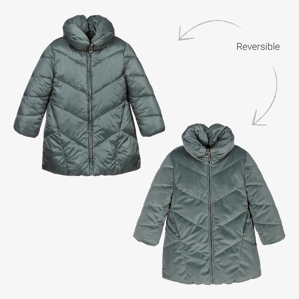 Abel & Lula - Manteau réversible vert Fille  | Childrensalon