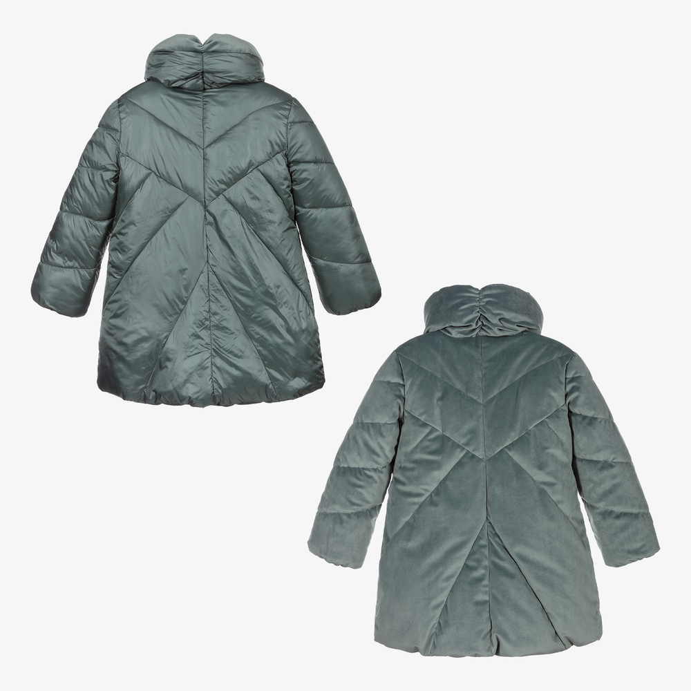 Abel & Lula-Girls Green Reversible Coat  | Childrensalon Outlet