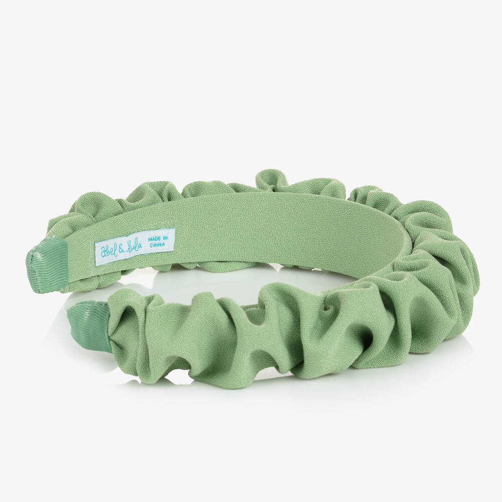 Abel & Lula-Girls Green Ruffle Hairband | Childrensalon Outlet