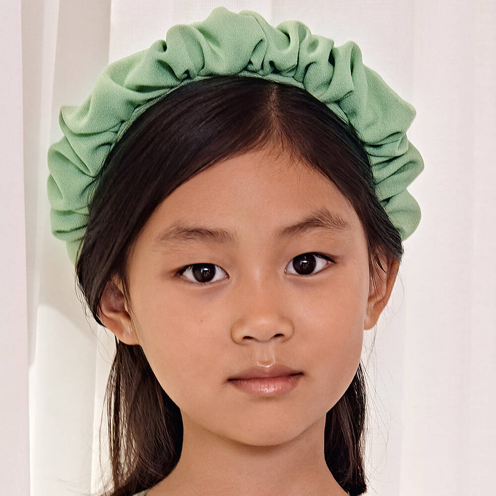Abel & Lula-Girls Green Ruffle Hairband | Childrensalon Outlet