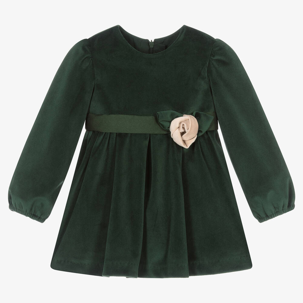 Abel & Lula-Girls Green Velvet Dress | Childrensalon Outlet