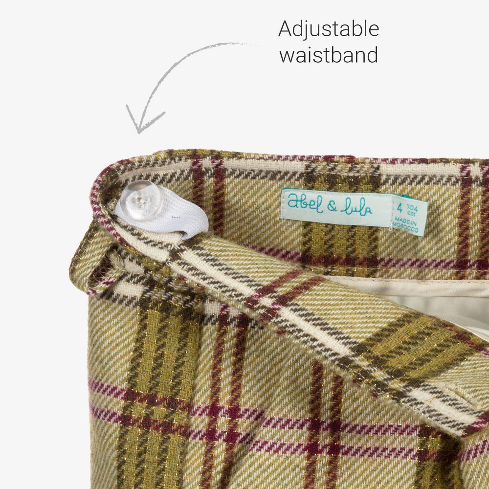 Abel & Lula-Зеленые шерстяные шорты в клетку для девочек | Childrensalon Outlet