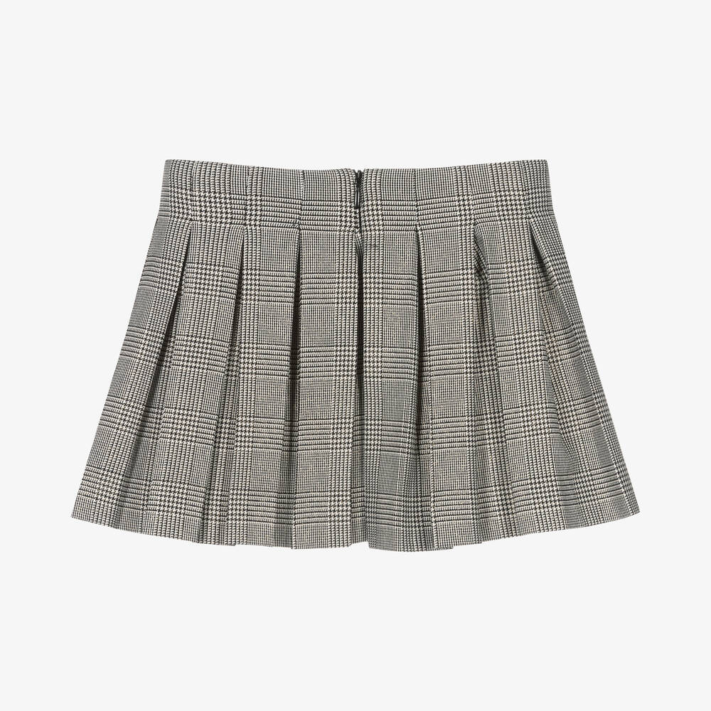 Abel & Lula-Girls Grey & Beige Tartan Check Skirt | Childrensalon Outlet