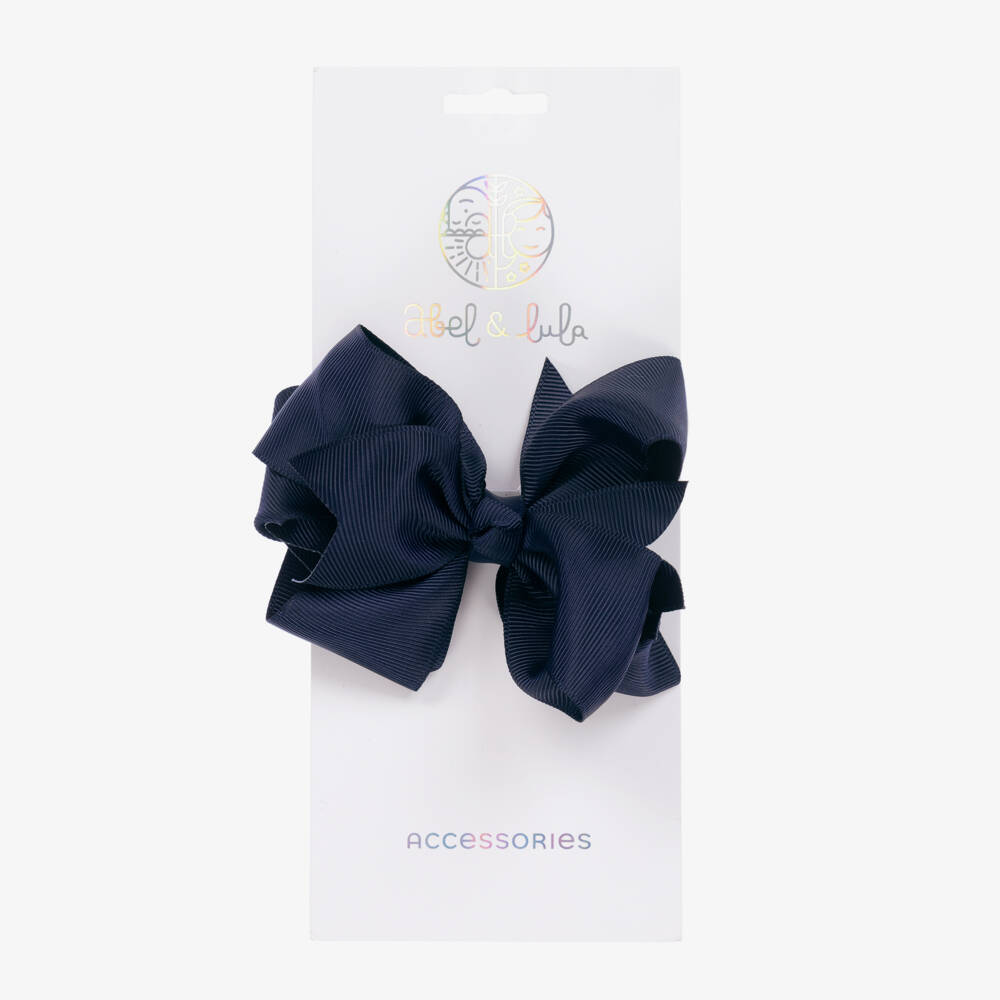 Abel & Lula-Girls Grosgrain Navy Bow Clip | Childrensalon Outlet