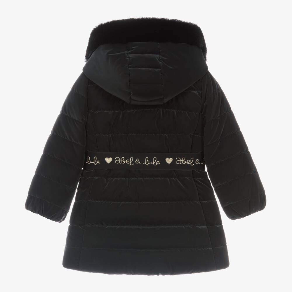 Abel & Lula-Girls Hooded Black Puffer Jacket | Childrensalon Outlet