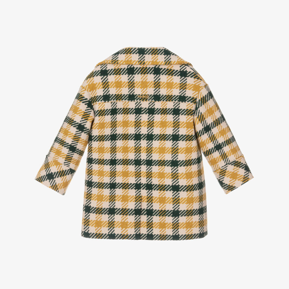 Abel & Lula-Girls Ivory Check Wool Coat | Childrensalon Outlet