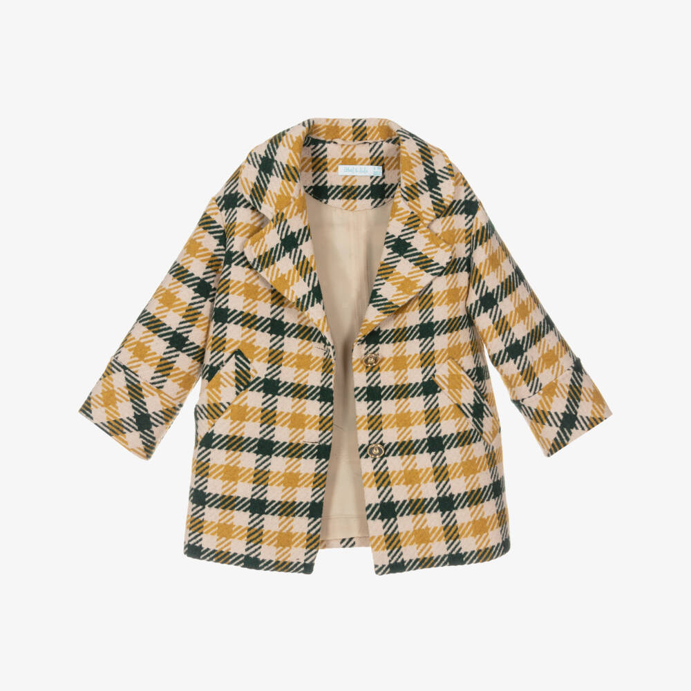 Abel & Lula-Girls Ivory Check Wool Coat | Childrensalon Outlet