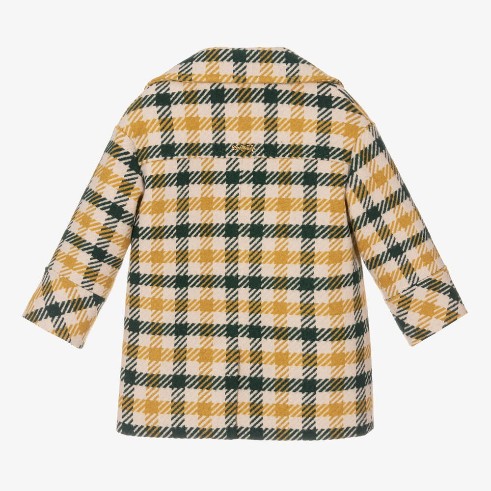Abel & Lula-Кремовое шерстяное пальто в клетку | Childrensalon Outlet