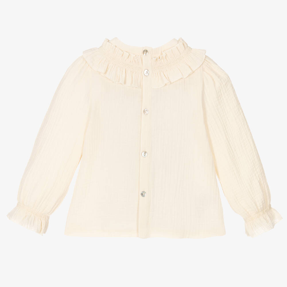 ابل اند لولا-بلوز قطن لون عاجي للبنات | Childrensalon Outlet