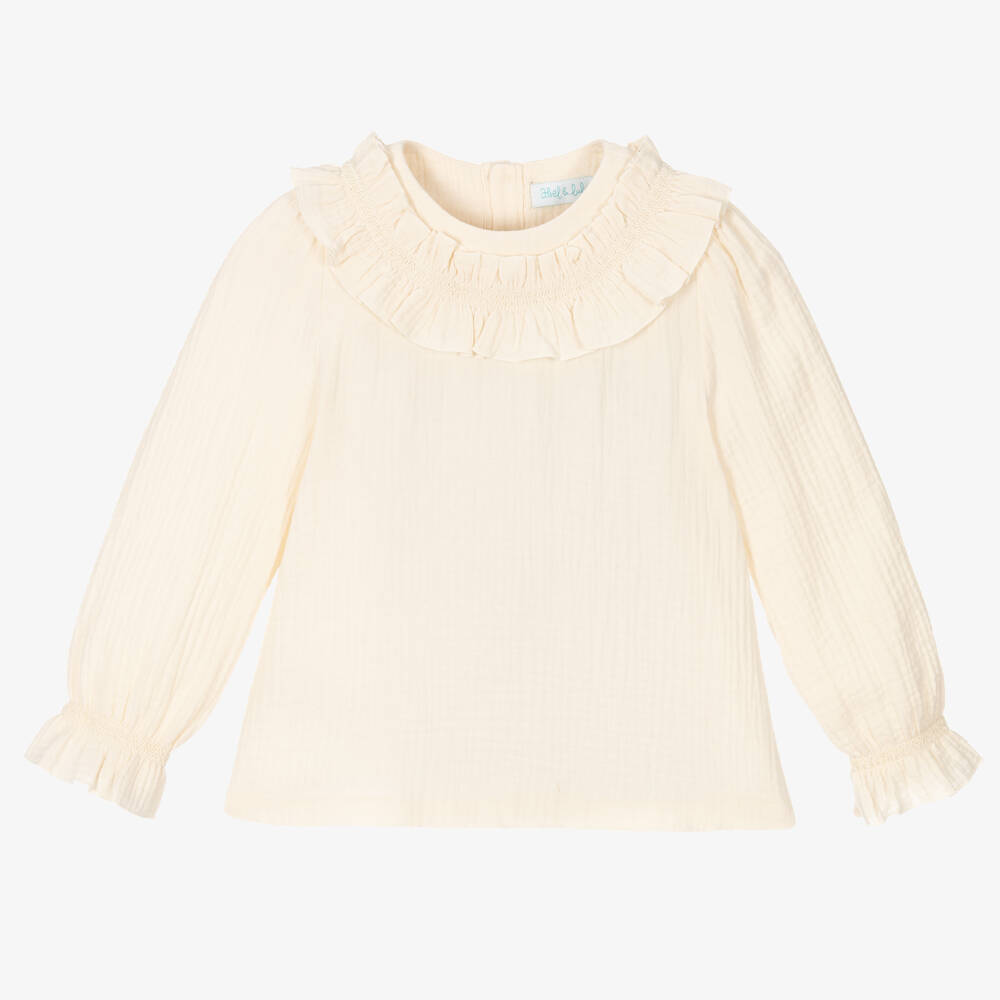 Abel & Lula - Girls Ivory Cotton Blouse | Childrensalon