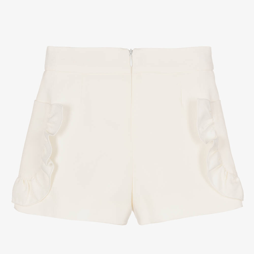 Abel & Lula-Girls Ivory Crêpe Ruffle Shorts | Childrensalon Outlet